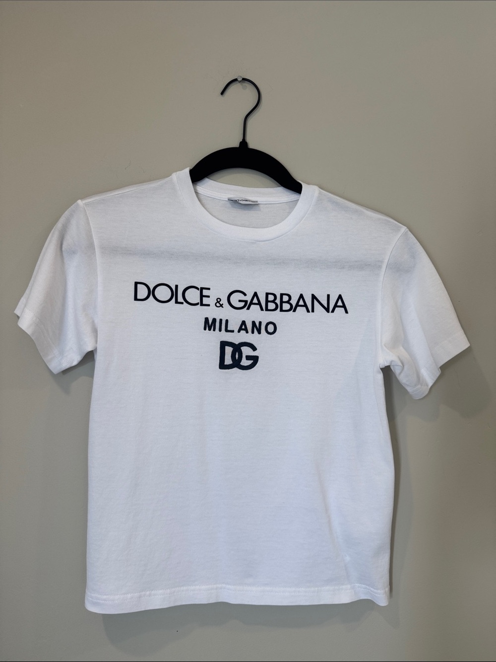 Boys Dolce & Gabbana White T-Shirt with Black Milano DG Logo